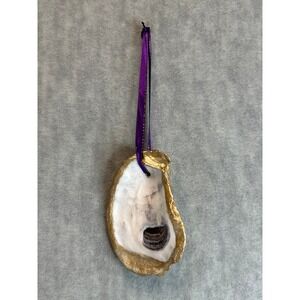 Handmade Oyster Shell Ornament Gold Gilded Coastal Decor